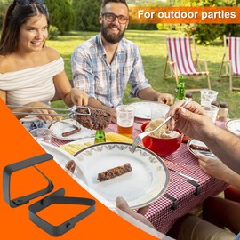 FTVOGUE Pack of 4 Black Tablecloth Clips - Stainless Steel Clips - Tablecloth Clips for Outdoor and Indoor Furniture, Party, Picnic, Barbecue, Garden, 5 x 4 cm