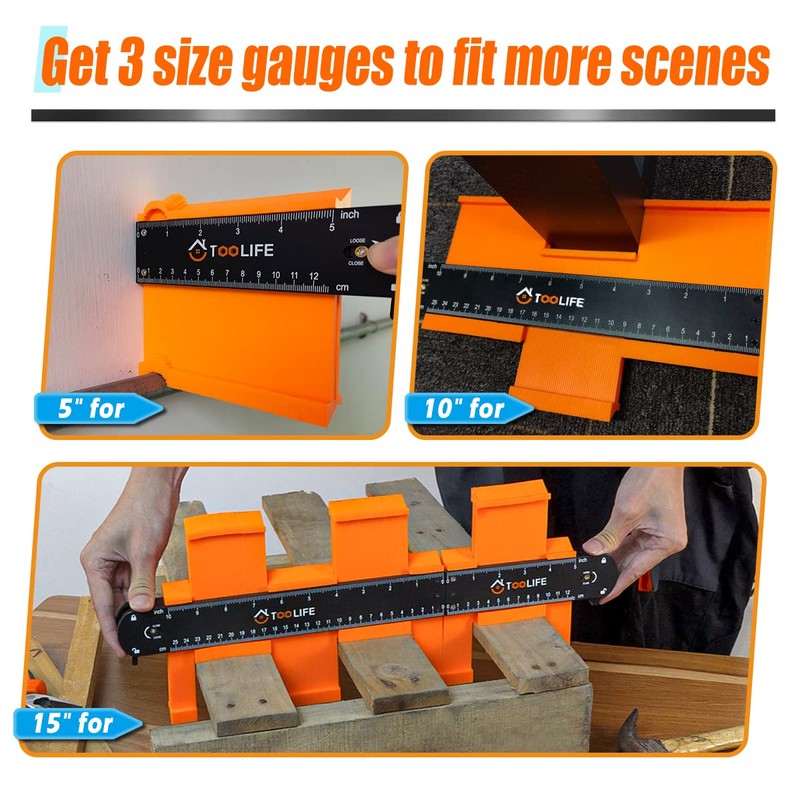 TOOLIFE Connectable Contour Gauge, Gifts for him Men Husband Dad,Woodworking