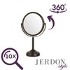 JERDON Two-Sided Tabletop Makeup Vanity Mirror - 10X-1X Magnification &