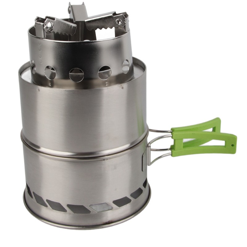 Outdoor Camping Equipment Windproof Wood Stove Cooking Stainless Steel Movable