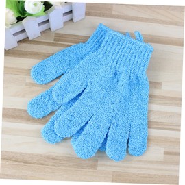 VICASKY 5-Finger Exfoliating Bath Gloves for Men and Women Dual-Sided Shower Scrubber Mitt Soft Body Brush for Spa and Daily Use Blue