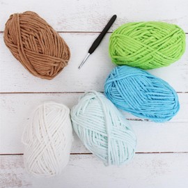 ThreadArt Chenille Yarn Set for Crocheting, Knitting, Amigurumi, Super Soft Plush Velvet Yarn - Beach - Pack of 5 Skeins - 50 Gram 60 yds #5 Fluffy Yarn Skeins - Plush Yarn