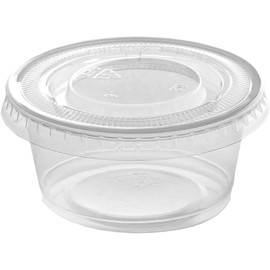 [200 Sets] 2 oz. Plastic Jello Shot Cup Containers with Snap on Leak-Proof Lids, Jello Shooter Shot Cups, Sauces, Liquid, Dips, Souffle Cups, Freezer Safe (2 oz)