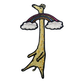 Giraffe Too Big To Hit In Rainbow Embroidered Iron On Sew On Patch