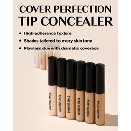 THESAEM Cover Perfection Tip Concealer, Liquid Multi-Use Concealer, Full Coverage Makeup for Acne Dark Spots Dark Circles Hyperpigmentation and Blemishes, 0.2 fl.oz. (#1 Clear Beige)