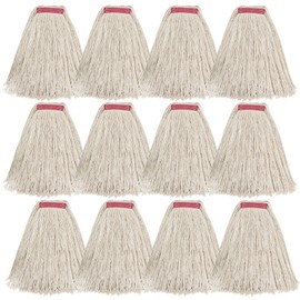 MATTHEW CLEANING 24oz 12Pack Cotton Floor Mop,Cotton Looped-Open String Heavy Duty String Mop Refills, Universal Headband Blend Mop,Mop Head Replacement for Home, Industrial and Commercial Use(White)