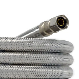 Braided Stainless Steel Ice Maker Water Supply Hose - 15 Ft - Universal 1/4" Connectors from Kelaro