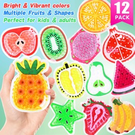 Pack of 12 Fruit Anti-Stress Balls, Cooling Pad for Children Adults, Cooling Pads, Children's Stress Balls, Squeeze Ball, Anti-Stress Ball Toy, Anti Stress Balls, Stress Ball Adults, Water Beads for