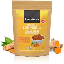 Powerfoods by Nature High Curcumin Organic Turmeric Powder – 1 lb | 100% Pure & Natural, Premium Quality Superfood to Reduce Inflammation | USDA Certified Organic | Sourced from India