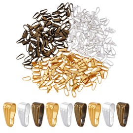 CRAFTYMELODY 300Pcs 3 Colors Iron Snap on Bails Pendant Clasp Pinch Bails Pendant Hook Dangle Charms Chain Connector Findings for Neckalce Bracelets Jewelry Making DIY Craft Accessories