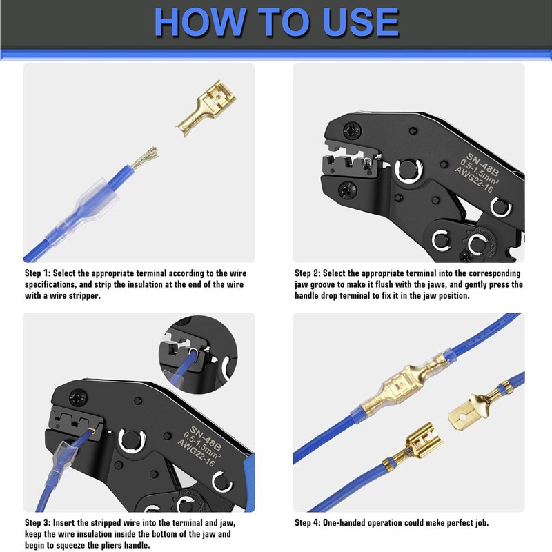 Wire Terminal Crimping Tool Kit, Qibaok Ratcheting Wire Crimper AWG