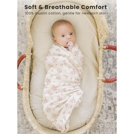 Konssy 3 Pack Muslin Swaddle Blankets for Unisex, Newborn Receiving Blanket, Large 47 x 47 inches, Soft Breathable Muslin Baby Swaddles for Boys & Girls