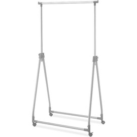 Foldable Garment Rack - Rolling Clothes Rack - Adjustable Height - Sier - Color: Black / Chrome