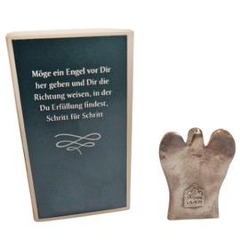 Herzmensch Silberner Kleiner Schutzengel aus massiver Bronze als Engel Geschenk zur Kommunion, Geburtstag, Weihnachten, Firmung 5 cm mit Geschenkschachtel