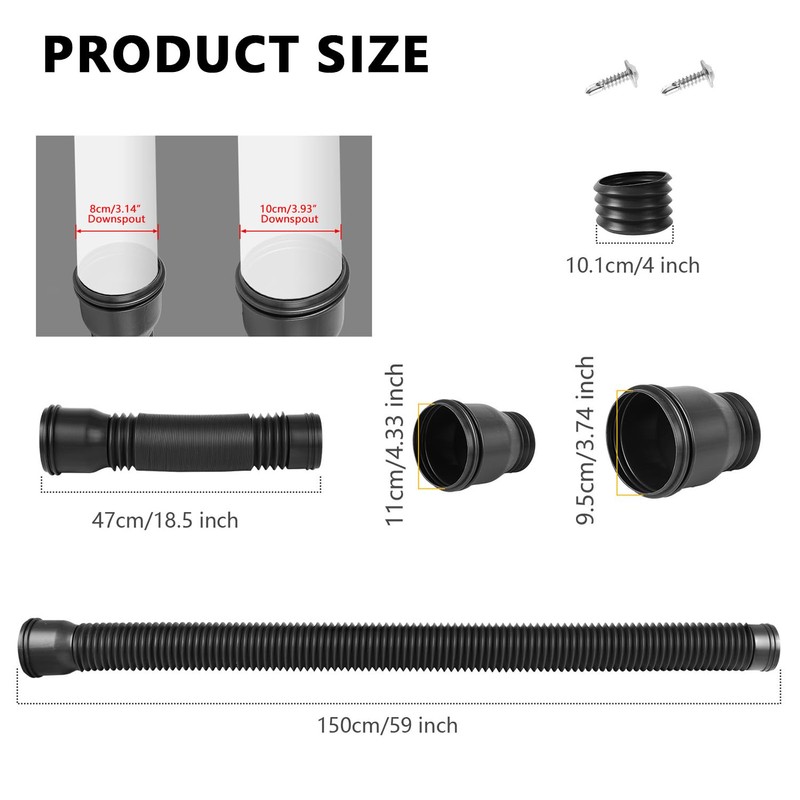 Collecting Basin, Downspout Extension Set, Rain Gutters Downspout Extenders, Flexible
