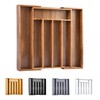 Bellsal Acacia Silverware Organizer Kitchen Drawer Organizer Expandable Bamboo Utensil