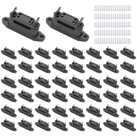 Electric Fence Tape Clamp Tensioner Insulator,Plastic Polytape Corner Wood Post Nail Holding Electric Fence Insulators with Screw for Livestock,Garden, Farm,Black (50)