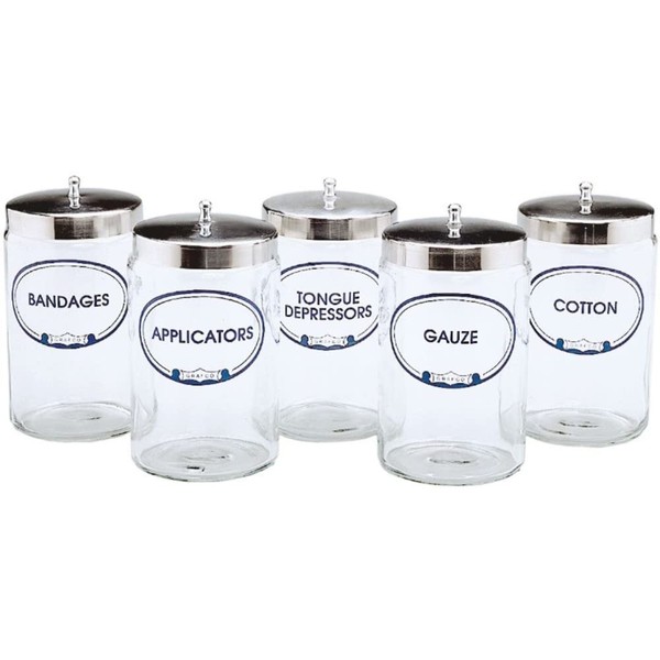 Glass Sundry Jars with Lids (Set of 5 Flint Glass Jars with Covers)