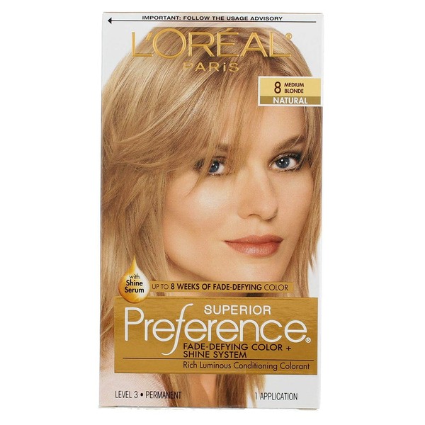 L'Oreal Superior Preference Hair Color 8 Medium Blonde (Pack of