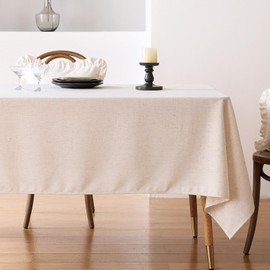ISAENNE Ivory White Tablecloth for Rectangle Tables,Linen Table Cloth Solid Color Plain Simplicity,Heavy Durable Table Cover for Dining Kitchen Decor Party Banquet,63"*110"