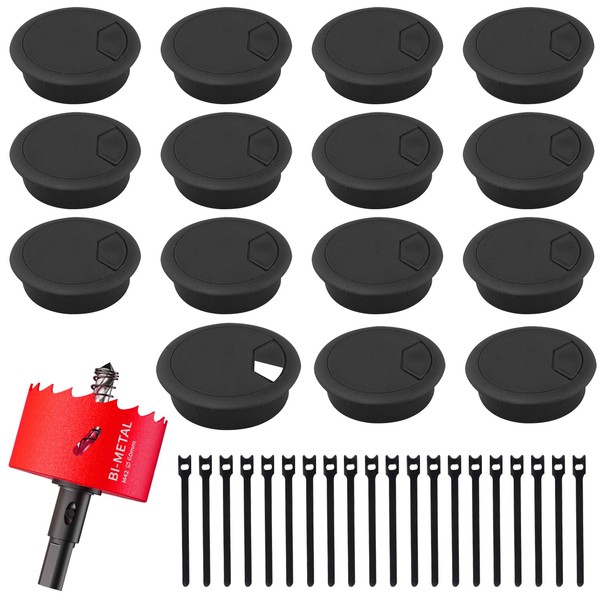 PIWOSGOL Pack of 15 Cable Grommet Desk 60 mm, Cable