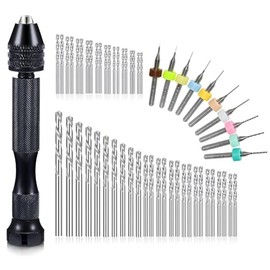 57-Piece Hand Drill Set with Pin Vise, 46 Micro and 10 PCB Mini Bits for Resin, Polymer Clay, Crafts, and DIY Jewelry (Random Color)