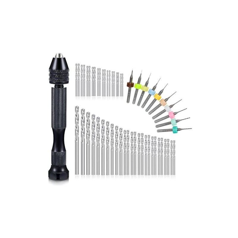 57-Piece Hand Drill Set with Pin Vise, 46 Micro and
