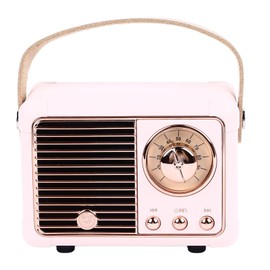 Yunseity Retro Bluetooth Speaker, Bluetooth 5.1 Mini Speaker, Cute Old Fashion Speaker with Clear Stereo Sound for Kitchen Desk Bedroom Outdoor Kawaii, Rose