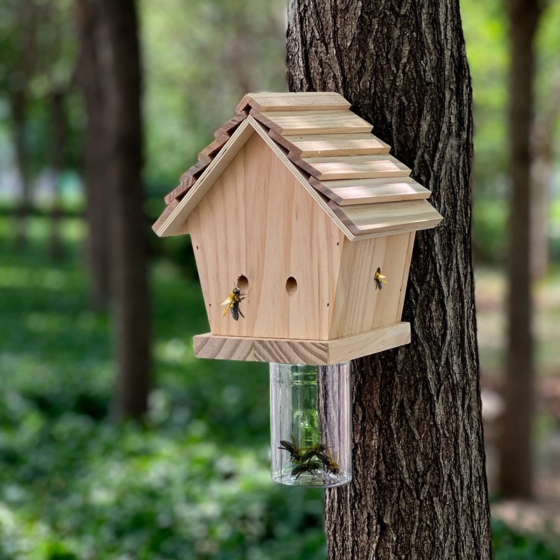 GAW Nature Wood Chalet Style Carpenter Bee Traps for Outdoors,