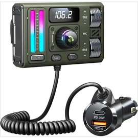 Bluetooth 5.3 Car Adapter with Air Vent Installation & DSP Noise Cancellation, QC3.0 & Type-C PD Car Charger Wireless FM Radio Transmitter Supports Bass & Treble Boost - Color: black