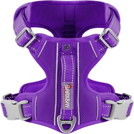 BARKBAY Dog Harness No Pull with ID Tag Pocket - Heavy Duty, Reflective, Easy Control for Large Dogs (Purple,S)