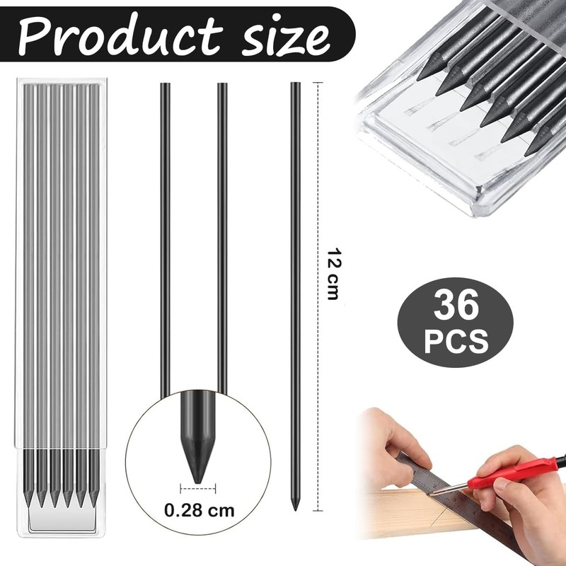 36 PCS Pencil Refills - Black Pica Pencil Lead Refills