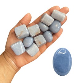 BellaMira Angelite Stone Healing Crystal, Single Polished Stone, Healing Crystal for Courage, Strength, Creativity, Inner Guidance, Peace, Relationships, Truth, Communication & Dispels Fear