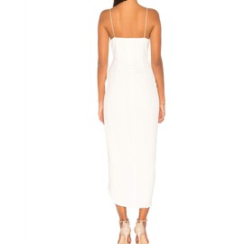 Aigeman Women's Spaghetti Straps Sexy Backless Satin Maxi Dress Summer Wedding Guest Dress Cocktail Party Dresses 7291(Large,White)