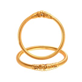 Jewar Bangles 2 Piece Shermoonh/Shermukhi Kada Gold Plated Bangles, Daily Use Lion Design Traditional Jewelry for Women & Girls - Durable Ethnic Kada for Weddings, Parties, and Everyday Wear - 2.4