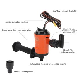 Fish Saver Pump, 12V 800GPH Livewell Pump Baitwell Pump Portable Boat Tank Fish Saver Aerator Bait Tank Aerator for Marine