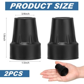 2 Pack Crutch Tips 3/4 Inch Non Slip Walking Cane Tip Heavy Duty Cane Tips Replacement for Canes Crutch Hiking Sticks and Walkers