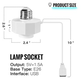 E26 socket USB adapter 5V 1.5A, charger AC110~240V to USB 5V 1.5A for use with smart cameras, battery cameras, smart home devices, Bluetooth speakers, GPS, LED strips, WiFi routers (pack of 2)