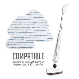 OVENTE Steam Mop Replacement Pads for ST405 Series (Pack of 4), Reusable and Washable Microfiber Cleaning Pads, White ACPST4054