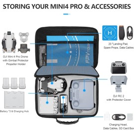 FPVtosky Mini 4 Pro Case, Portable Storage Hard Case Shoulder Bag for DJI Mini 4 Pro Fly More Combo, DJI Mini 4 Pro Accessories
