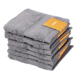 Joluzzy Wash Cloth for Bathroom, 13x12 Inch 100% Turkish Cotton WashCloths for Face and Body, Soft High Absorbent Face Cloth (Pack of 6) (Gray)