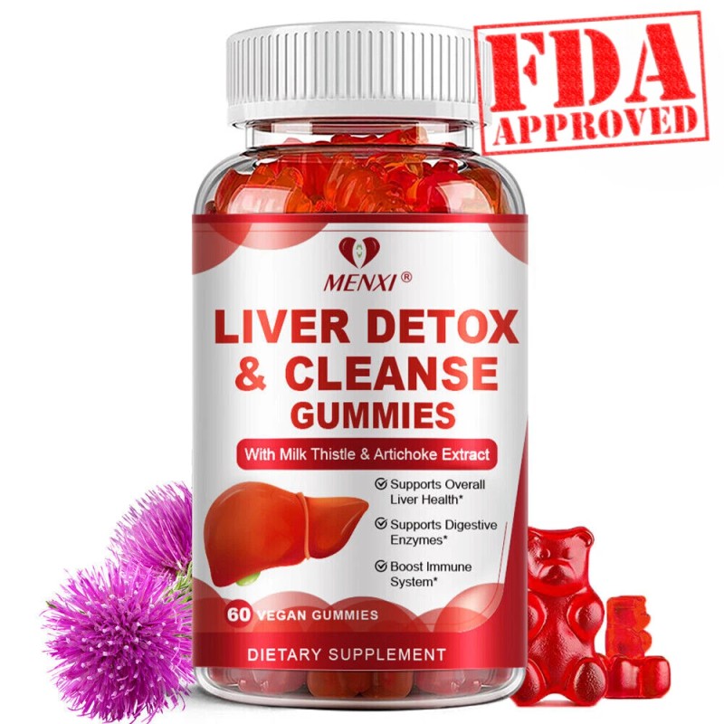 MENXI 2 Bottles Liver Support Gummy Detox & Repair Formula