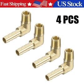 Unbranded 4x 1/4 HOSE BARB ELBOW X 1/8 MALE NPT Brass Pipe Fitting Thread Gas Fuel Water