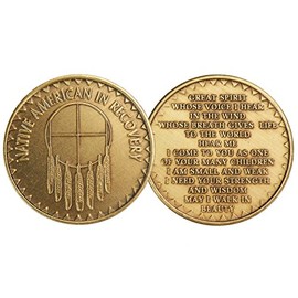Native American in Recovery Great Spirit Bronze Medallion Chip AA Alcoholics Anonymous by wendells