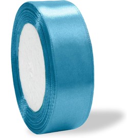 Cinta de satén de 2,5 cm, color turquesa claro para manualidades, cinta de regalo, rollo de cinta de satén sólido de 2,5 cm x 25 yardas
