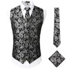 ZEROYAA Mens Classic 3pc Jacquard Paisley Vest Set Necktie Pocket