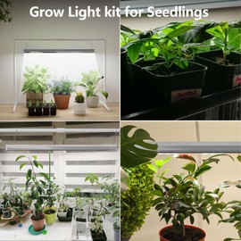 Grow Light for Seed Starting with Stand,Double Tube T5 Grow Lights 1.4Ft,Seed Starter Light Kit,5000K White Full Spectrum Plant Growing Lamp Strips for Indoor Plants,Seeds Starting,Height Adjustable