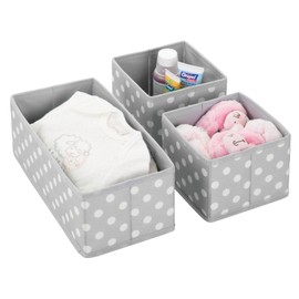 mDesign Fabric Storage Boxes – Fabric Box in Two Sizes for Laundry, Nappies, Towels, Accessories etc. – Flexible Storage Box for Cupboard or Drawer, grey / white