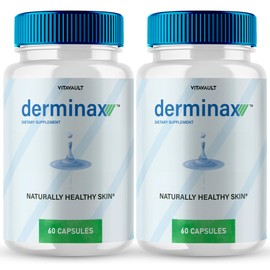 Derminax Capsules, Derminax Supports Natural Healthy and Glowing Skin Pills - Maximum Strength, Derminax Vitamin Supplement Support Pills, Derminax Support Capsules Reviews (2 Pack)