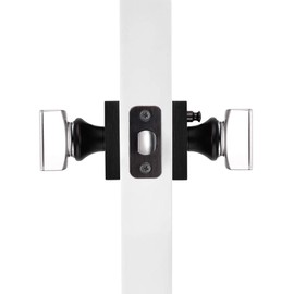 coolnews Glass Door Knobs Interior, Privacy Bathroom Bedroom Crystal Door Knobs with Lock, Oil Rubbed Bronze Door Knob